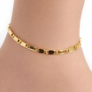 Gold Link Chain Anklet – Elegant Women’s Classic Ankle Bracelet Fashion Jewelry